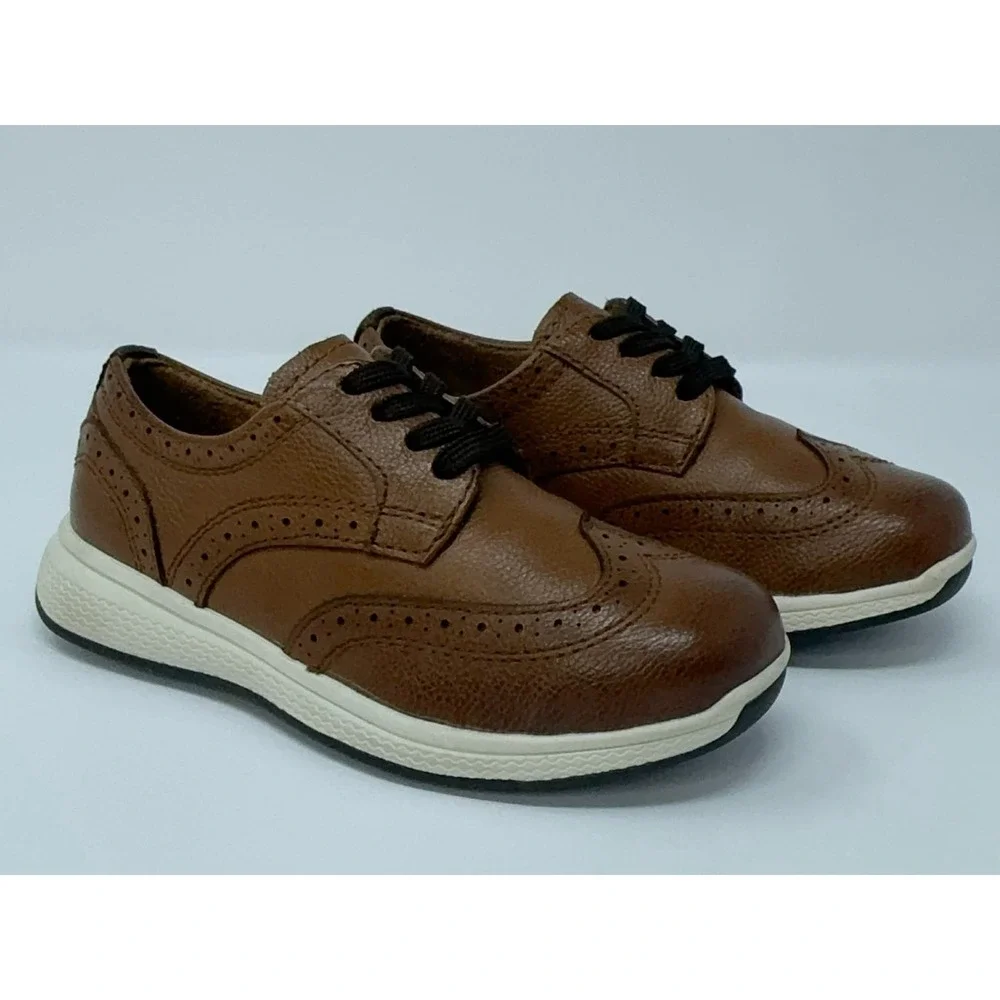 Florsheim Great Lakes Wingtip Oxford Dress Shoes Boys Size 11M Cognac Brown